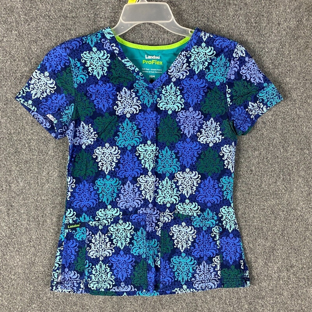 Landau Scrubs Top Women's‎ XS Modern Fit Cotton Stretch Adults